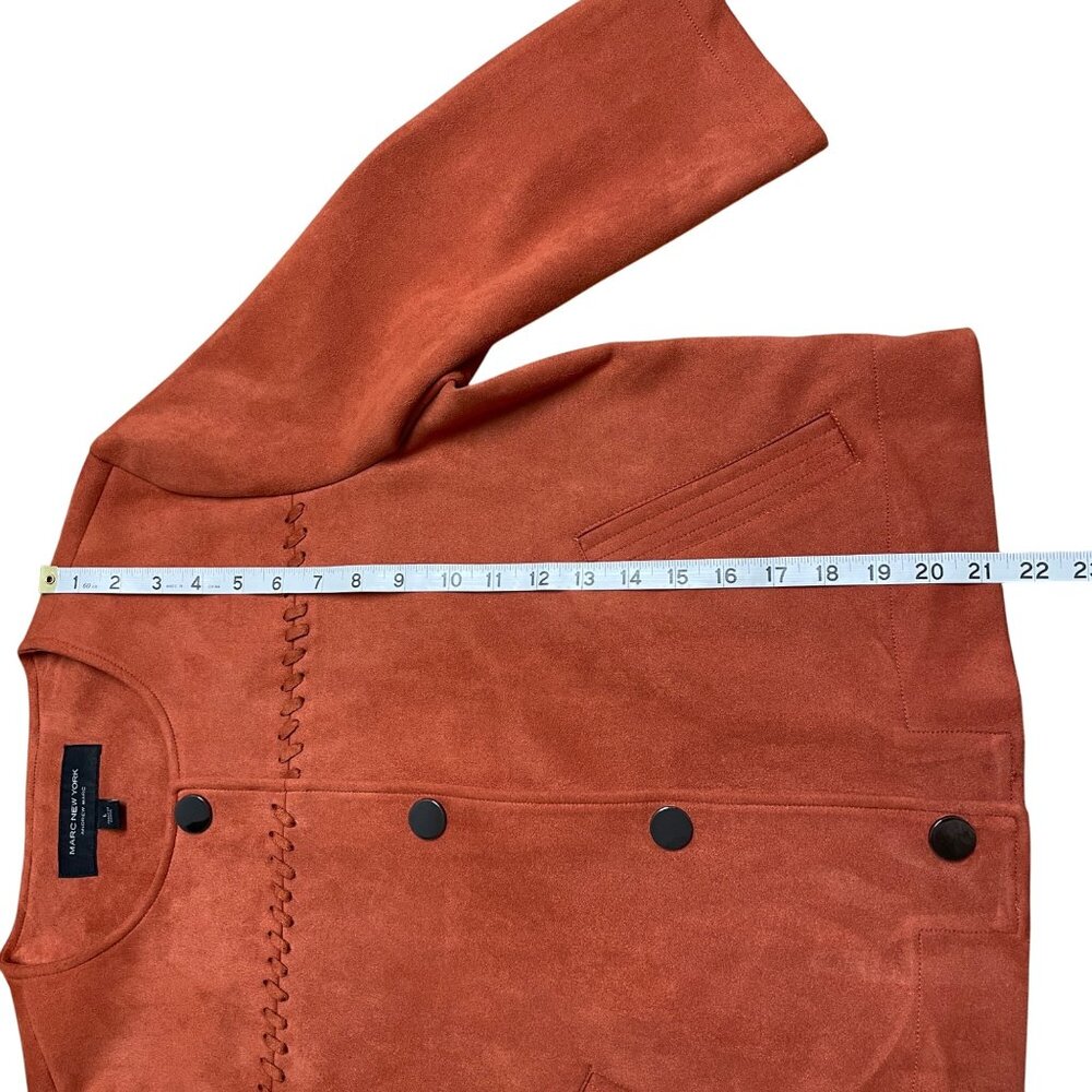 MARC NEW YORK JACKET FAUX SUEDE LEATHER 3/4 SLEEVE SIZE L STRETCH CLASSIC ORANGE - Picture 10 of 11
